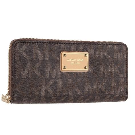 michael kors logo zip continental wallet brown|Michael Kors saffiano wallet black.